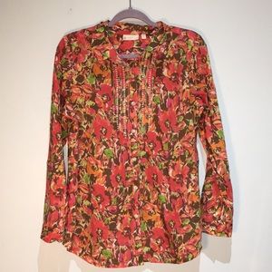 J. Jill Uncommon Threads Button Down Blouse Watercolor Medium